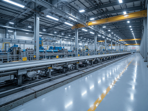 Modern metal factory facility with advanced equipment and clean industrial environment